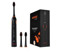 ZAHNHELD Gero, Elektrische Schallzahnbürste, Schwarz, 6 Wochen Akkulaufzeit, Wasserdicht, Bis Zu 48.000 Bewegungen/Minute + Ladestandanzeiger + Timer + 5 Putzmodi + 3 Wechselköpfe, Farbe:Schwarz