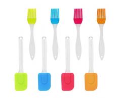 Matogle 4 Stück Silikon Backpinsel 4 Teigschaber Hitzebeständiger Küchen-Pinsel Silikonschaber Mehrfarbiges Küchengeschirr mit Kunsttoffgriff für BBQ Marinaden Grill Kochen 4 Farben