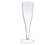 1-PACK Einweg-Champagnerglas Sektglas 100ml, PS, 2 tlg, transparent glasklar/Hochwertige glasklar transparente Champagnergläser aus Polystrol im Hygienepack. Mit Eichstrich, 120 Stück