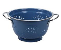 Küchensieb Ø 22 cm Sieb Seiher Nudelsieb Metall Metallsieb mit Griffen Blau (Blau)
