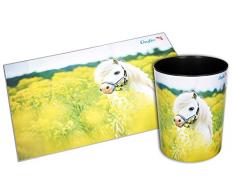 Läufer 26662 Papierkorb Pferd im Rapsfeld, 13 Liter Mülleimer, perfekt für das Kinderzimmer, rund, stabiler Kunststoff, verschiedene Motive