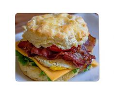 Yeuss Sandwichs Mauspad, rechteckig, rutschfest, für Kekse, Sandwichs mit Speck, Ei, Käse und Salat auf weißer Platte Gaming-Mauspad 200 x 240 mm