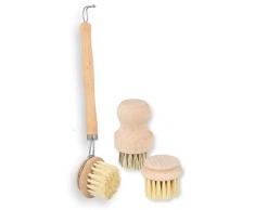 Lantelme Obst und Gemüsebürsten mit Naturborsten aus Holz und Sisal umweltbewußte Küchen Bürsten Set Champignonbürste 8149