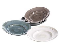 MÄSER 931449 Serie Derby, Premium Pastateller Set für 4 Personen in Gastronomie-Qualität, modernes Service aus 4 großen Spaghetti-Tellern in bunten Pastellfarben, Durable Porzellan