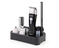 Wiederaufladbares 5-in-1-Haarschneidemaschinen-Set mit Bart-Haarschneider, Nasenschneider, Damen-Epilierer