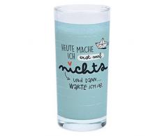 Happy Life 46254 Trinkglas mit maritimen Dekor und Spruch heute mache ich erstmal nichts, 50 cl Wasserglas
