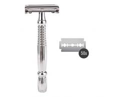 Amazon-Marke: Solimo Classic Doppelkantenklingen-Rasierer mit 50 Klingen