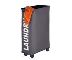 WENKO 3450115100 Wäschesammler Corno Grau - Wäschekorb, Fassungsvermögen 43 L, 100 % Polyester, 18.5 x 60 x 40 cm, Dunkelgrau