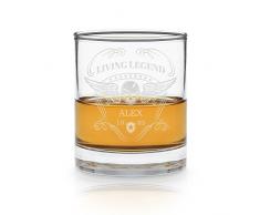 Whiskyglas mit Gravur (Totenkopf-Design) | Whiskey-Glas mit massiver Boden personalisierbar mit Namen und Datum | Geschenkidee für wahre Geniesser