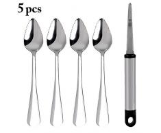 JUSTDOLIFE Grapefruitlöffel, 4 STÜCKE Grapefruit Löffel Edelstahl Gezackte Frucht Löffel Dessert Löffel mit Grapefruit Schäler