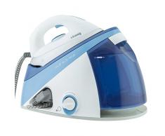 H.Koenig V24 hochdruck Dampfbügelstation / gleichbleibender Dampfausstoß: max 150 g/min / Keramik-Spezialsohle / horizontale und vertikale Dampfstoßfunktion / 5 bar / 1,1 Liter Kapazität / blau