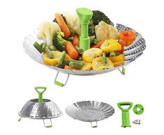 WonderTech Dampfgarer Einsatz für Topf,Der Faltbare Dampfgarer Eignet Sich für Verschiedene Größen von Töpfen,mit Rutschfesten Füßen und Verbrühschutzgriffen, Wie Gemüse, Eiern, Fisch Usw (18-28cm)