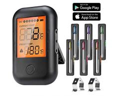MUSCCCM Digital Grillthermometer, Fleischthermometer, BBQ Thermometer Bluetooth 5.0 Bratenthermometer mit 6 Sonden LCD Display für Backofen, Grill, Küche, Kochen, Unterstützt IOS, Android