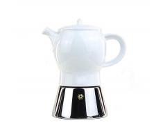 Moka Consorten Italienischer Espressokocher »Carina« | Edelstahl und weißes Porzellan | Füllmenge: 210 ml | Made in Italy