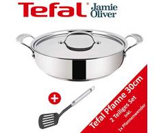 Tefal H60140 Jamie Oliver Servier-Pfanne 30cm, TESTSIEGER, Induktion geeignete Bratpfanne, mit Griffen, Antihaft-beschichtet, FÜR ALLE HERDARTEN, Spülmaschinengeeignet, Backofengeeignet, hoher Rand