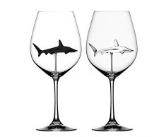 Koojawind Home RotweingläSer 2Er-Set, Delfin/Hai-Kristallweinflasche FüR PartyflöTen, Elegantes Glas, Ideal FüR Partys, Weihnachten, Hochzeiten, Valentinstag