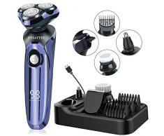Rasierer Herren Elektrisch 4D Elektrischer Nass- und Trockenrasierer IPX7 Wasserdicht Rasierapparat Elektrorasierer LED-Display Präzisionstrimmer 4 IN 1 Haarschneidemaschine mit USB & Ladestation