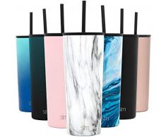 Simple Modern 710mL Classic Thermobecher mit Stroh und Klappdeckel - Kaffeebecher to go Thermoskanne Trinkflasche Edelstahl vakuumisoliert Tasse für Kaffee oder Bier Thermosflasche Carrara Marmor