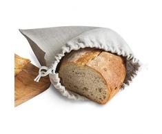Varvara Home Brotbeutel aus Natur Leinen - Brot Tasche - Leinenbeutel - Beutel Stoff Leinen - Natur (25 x 30 cm)