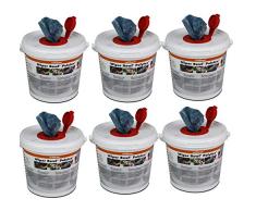 6x ZVG Wiper Bowl Polytex feuchte Reinigungstücher im Spender-Eimer - Polypropylen Waschtücher - Tücher 25 x 25 cm Werkstatt Gewerbe Auto KFZ Motorrad und Haushalt