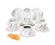 MamboCat 18tlg. Kaffeeservice Crossy Industrial Style I Kaffeetasse, Untertasse & Kuchenteller I Kaffee-Set I pflegeleichtes Kombi-Service für 6 Personen I Kaffee-Service-Set I Kaffee-Geschirr-Set