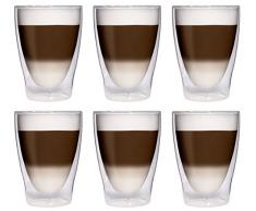 Filosa 6X 280ml XL doppelwandige Latte Macchiato-Gläser/Cocktailgläser/Eistee-Gläser/Saft- und Wassergläser - 6X 280ml edle Thermogläser mit Schwebeeffekt von Feelino