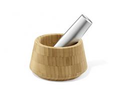 ZACK 20216 OPESO Mörser mit Stößel, Edelstahl matt und geölter Bambus