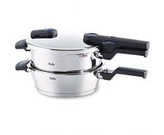 Fissler vitaquick / Induktions-Schnellkochtopf-Set, 2-teilig, (4,5 L und 2,5 L - Ø 22 cm) Edelstahl-Dampfkochtopf und Schnell-Bratpfanne, 2 Garstufen, stapelbar, alle Herdarten auch Induktion