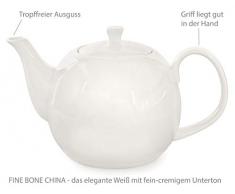 Buchensee Teekanne/Kaffeekanne 1,5 Liter. Fine Bone China Premium Qualität in fein-cremigem Weiß