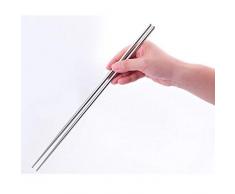 EQLEF Essstäbchen Lang Stäbchen Lang Edelstahl Stäbchen verlängern Kochen Stäbchen Anti-Rutsch Anti-hot Nudeln Stäbchen 2 Paare 39cm (Edelstahl)