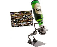 Brubaker Flaschenhalter Lustiger Trinker Metall Skulptur Geschenk für Bier, Wein, Wodka, Korn - mit Grußkarte!