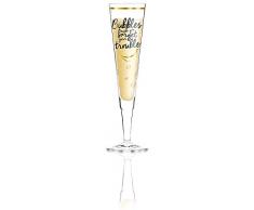 RITZENHOFF Champus Champagnerglas von Véronique Jacquart, aus Kristallglas, 200 ml, mit edlen Goldanteilen, inkl. Stoffserviette
