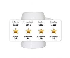 Fussball-Bierkrug Weltmeister 2014 mit Jahreszahlen und vier Sternen - Fan-Bierkrug - Deutschland-Krug - Bier-Humpen