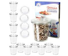 MamboCat 12er Set WECK Sturzgläser + Glasdeckel 290 ml hoch I Klarglas I Recycling-Weckglas I Sturzform I 1/5 Liter hoch I Inkl. Rezeptheft