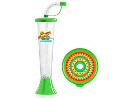 Natura Resort Fiesta BECHERN Party Plastik Kelchglas für Slush Eis Limonade Säfte Kühle Getränke 250ml 9oz (Lindgrüner Deckel, 8 Kästen - 864 Bechern)