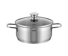 Silit Pisa Kochtopf 20cm, Glasdeckel, Bratentopf 2,5l, Edelstahl poliert, Topf Induktion, unbeschichtet