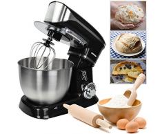 Syntrox Germany KM-6.5L Basic Küchenmaschine Knetmaschine Mixer, Edelstahl-Behälter, 6,5 Liter, Schwarz