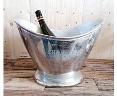 MichaelNoll Champagnerkühler Champagnerschale Flaschenkühler Aluminium Silber XL Champagne 36,5 cm
