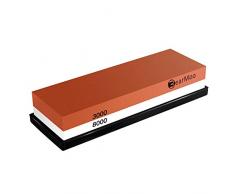 BearMoo Wetzstein, 2-IN-1 Abziehstein Schleifstein für Messer, Körnung 3000/8000 mit rutschfestem Silikonhalter