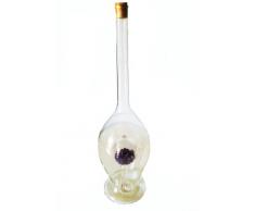 Oberstdorfer Glashütte Karaffe bauchige Glasflasche mit Edelsteinen befüllbare Kristallglaskaraffe mit Amethyst innen mundgeblasen Füllmenge 0,33 Liter Höhe ca. 24 cm