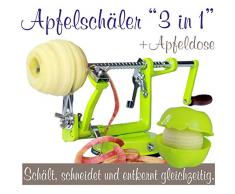 Made for us - Profi Alu- Apfelschäler Apfelschneider Apfelentkerner Schälmaschine mit Apfeldose, in Hellgrün