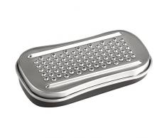 FACKELMANN Basic 9x5cm m.Deckel Muskatreibe mit Deckel, Edelstahl, Grau/Silber, 17 x 7.9 x 2 cm