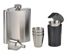 MLGV Flachmann - Set aus Edelstahl 7-teilig, Taschenflasche, Schnapsflasche