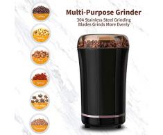 Boehner Elektrische Kaffeemühle 300W mit Edelstahlmesser Abnehmbares Netzkabel Kaffeemühle für Kaffeebohnen Mühle Gewürze Samen Pfeffer Zucker Salz