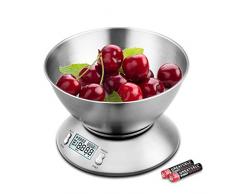 Küchenwaage Digitalwaage Professionelle Waage Electronische Waage, Uten Digitale Küchenwaage 5kg x 1g aus 304 Edelstahl Tara-funktion mit LCD-Display Schale und Timer