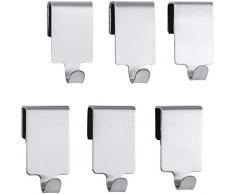 Wenko 54810100 Haken Premium, Küchen-Haken für Reling, Edelstahl rostfrei, 2 x 4 x 2,5 cm, silber matt, 6er Set