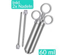 Bratenspritze Set inkl. 2 Nadeln - Edelstahl Rostfrei - Für leckere BBQ Grill Marinade Gewürze