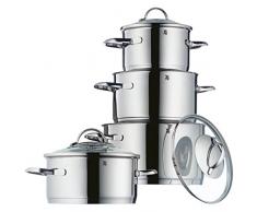 WMF Provence Plus Topfset 4-teilig, Cromargan Edelstahl poliert, Töpfe mit Glasdeckel, Induktionstöpfe, Stielkasserolle, Topf Induktion, unbeschichtet, backofengeeignet