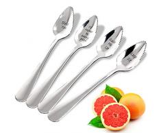 outgeek Grapefruit Löffel, 4 STÜCKE Edelstahl Fruchtlöffel Dessertlöffel mit Grapefruitschäler gezackten Rand Obst und Gemüse Küche Gadgets Cooking Tools
