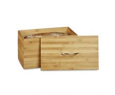 Relaxdays Brotkasten Bambus als Brotbehälter HBT: 23 x 36 x 21 cm Brottopf für Brot Brötchen und Kuchen als Brotbox aus Holz Brotaufbewahrung als Brotdose Brotkiste für Aufbewahrung für Brot, natur